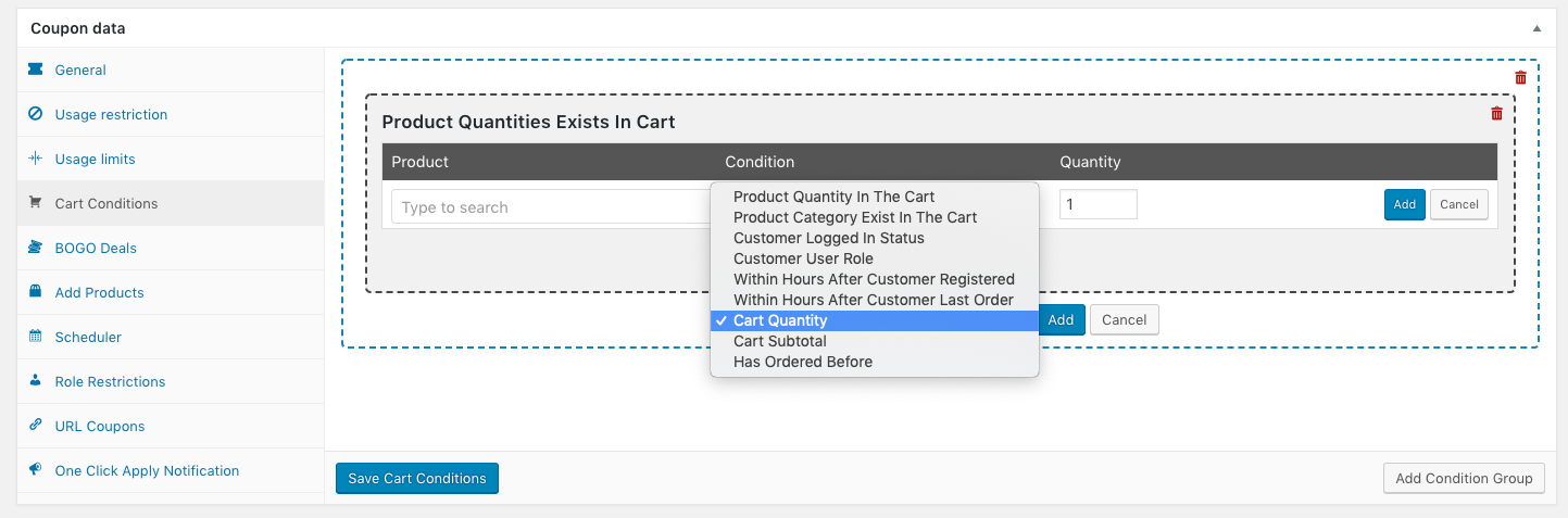 Check Cart Conditions