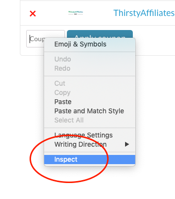 Open the inspect tool on the coupon input box