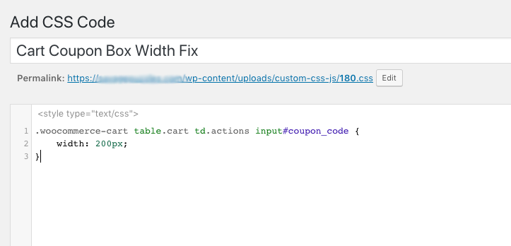 Install CSS Fix For Coupon Box Width On Cart