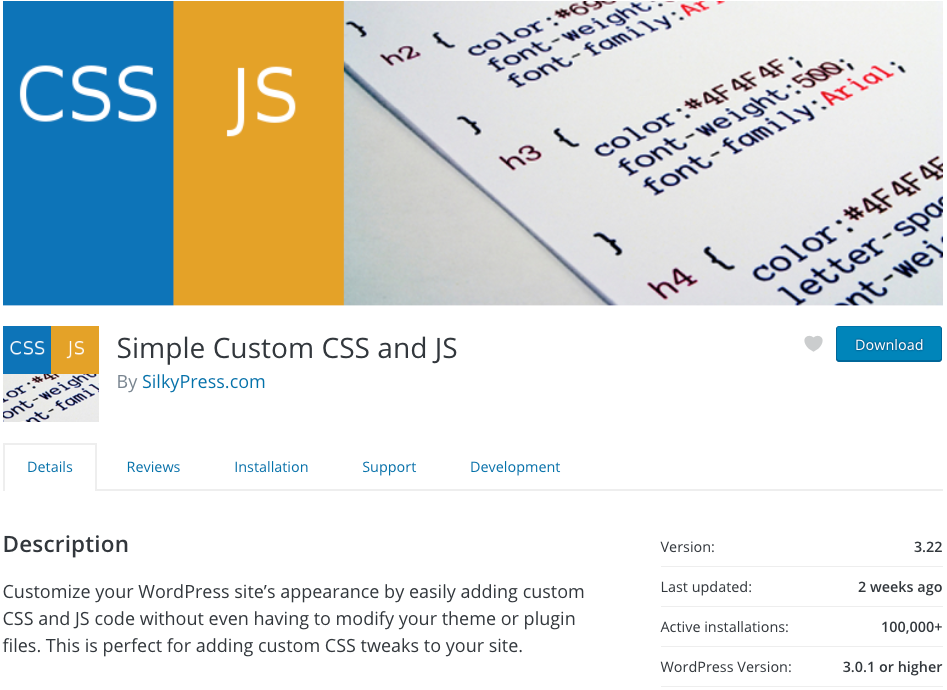 Simple Custom CSS and JS Plugin