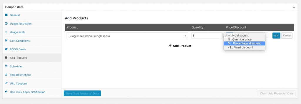 WooCommerce Coupon Add Products And Override Price