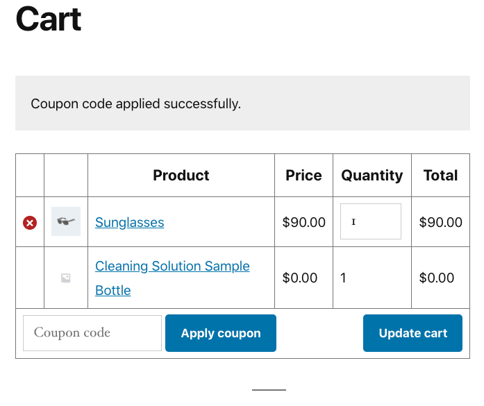 Auto apply product sample woocommerce