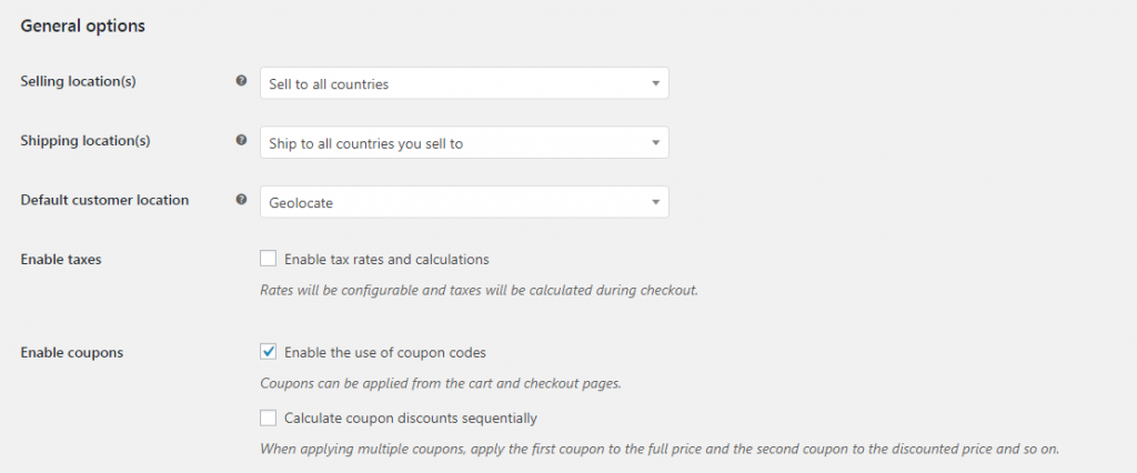 Enabling coupons in WooCommerce.