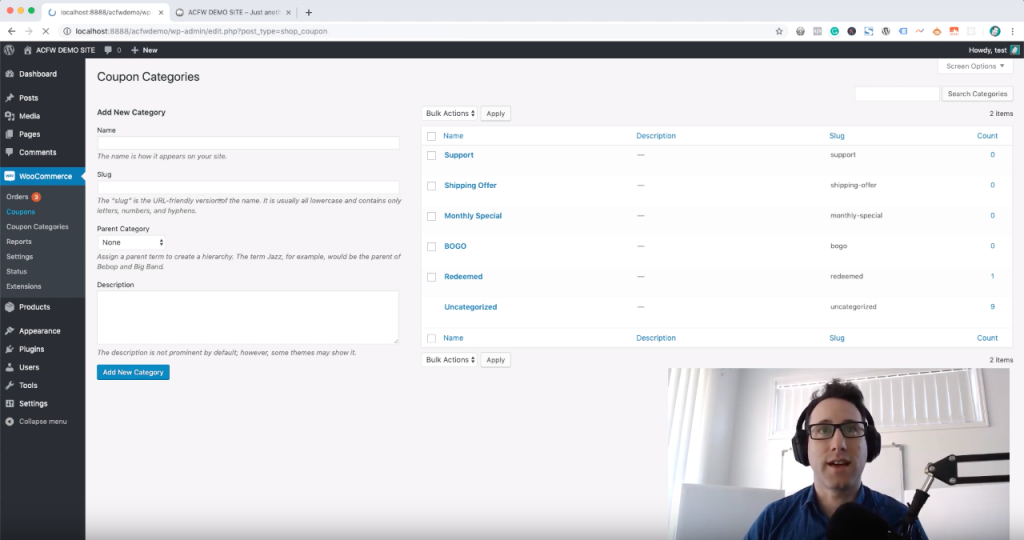 Coupon categories in WooCommerce