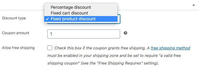 Selecting a discount type. 