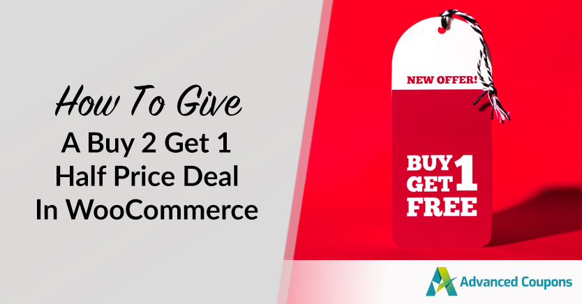 how to give a buy 2 get 1 half price deal in woocommerce