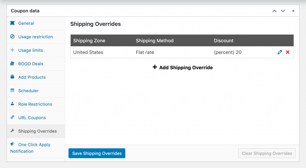 Adding the shipping override.