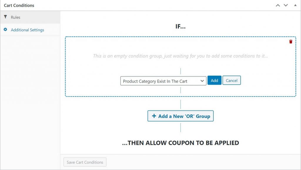 Configure cart conditions to set a purchase limit for free shipping.