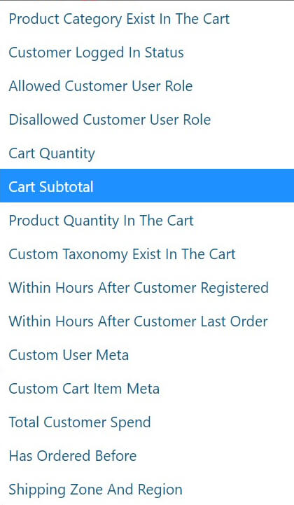 Use the cart subtotal condition.