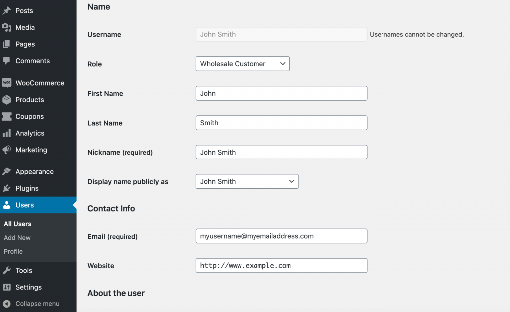 The "Users" dashboard, as seen in WordPress.