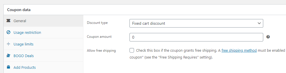 Setting the value of your coupon