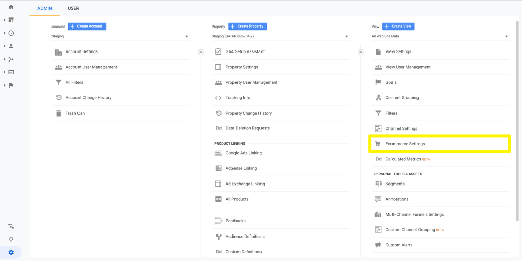 Accessing the Google Analytics Ecommerce Settings. Woocommerce conversion tracking