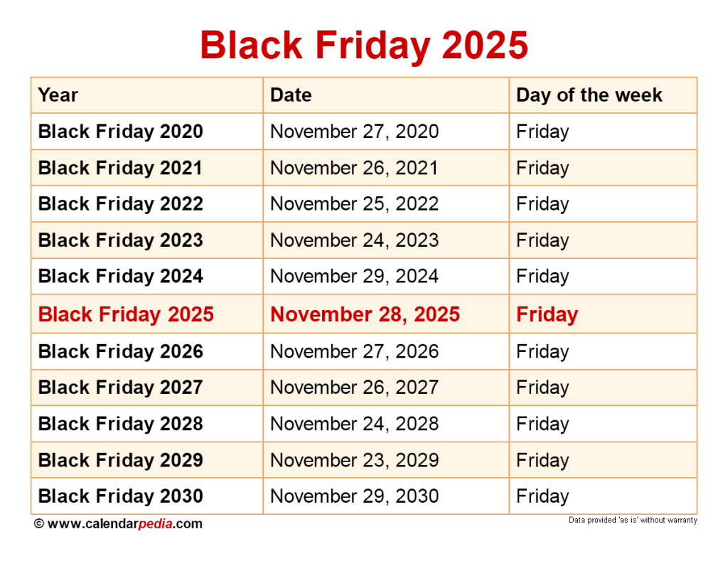 black-friday-2025-calendarpedia - Advanced Coupons Black Friday 2025