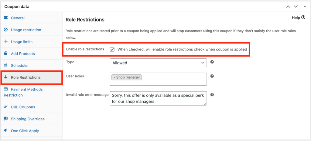 Enable role restrictions 