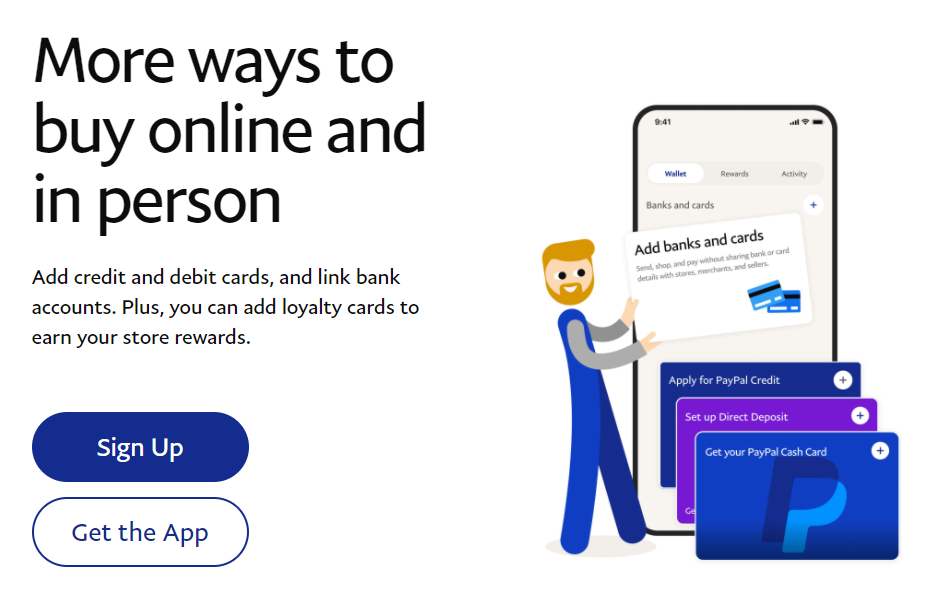 PayPal homepage