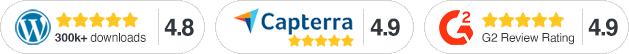 WordPress.org, Capterra, and G2 Reviews Badges