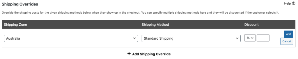 Specify the shipping zone and method