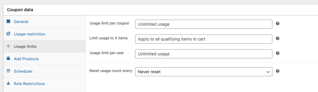 Usage limit setting