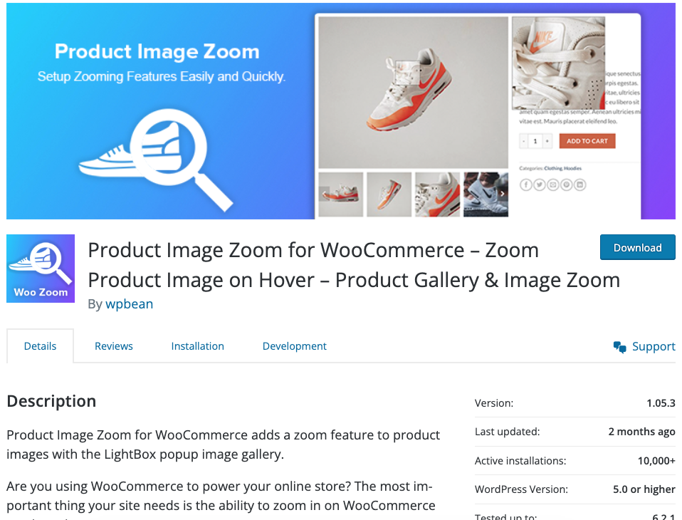 Add a zoom functionality in your product images with Product Image Zoom plugin 