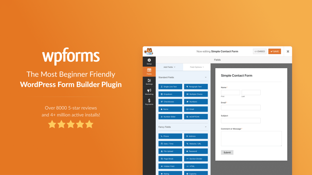 Most beginner friendly WordPress form builder plugin