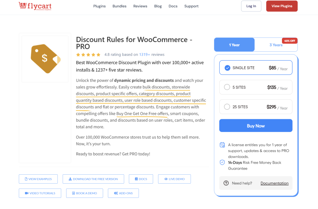 discount-rules-for-woocommerce - Advanced Coupons Discount Rules for WooCommerce by Flycart showing automatic pricing rule and dynamic discount setup
