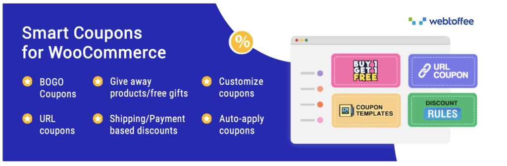 smart-coupons-webtoffee - Advanced Coupons WebToffee’s Smart Coupons interface showing campaign options and coupon rules