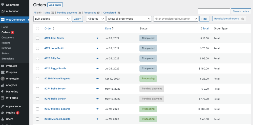 WooCommerce Orders 