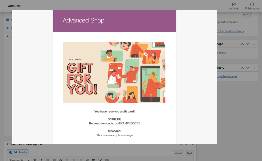 Sending gift cards via email with Advanced Gift Cards 