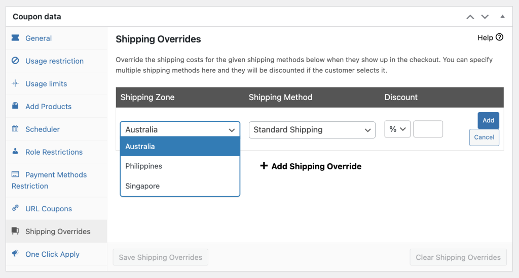 Shipping zone