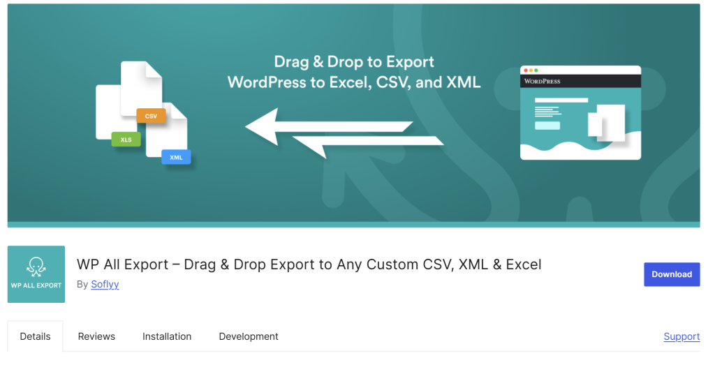 WP All Export plugin page on WordPress.org