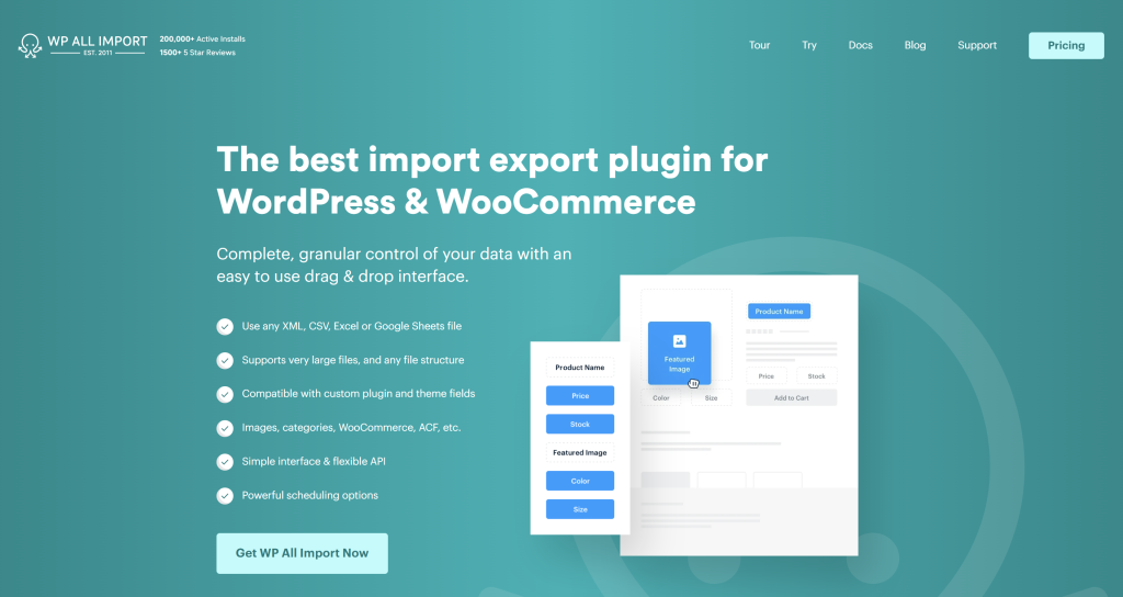WP All Import product page