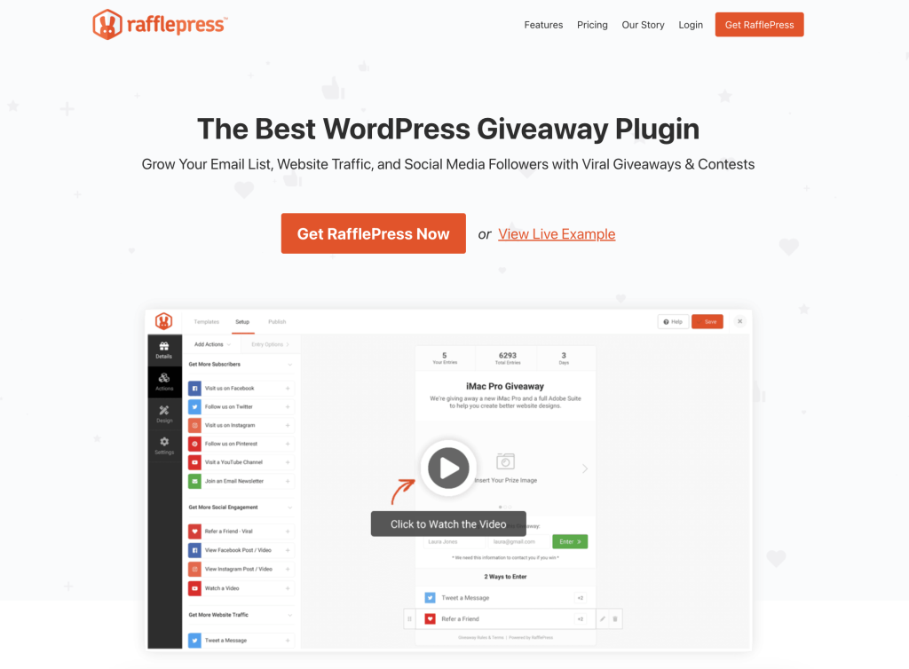 Rafflepress is the best WordPress giveaway plugin 