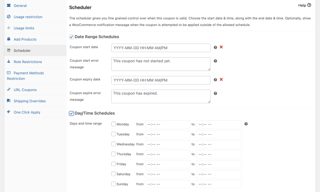 Scheduler tab