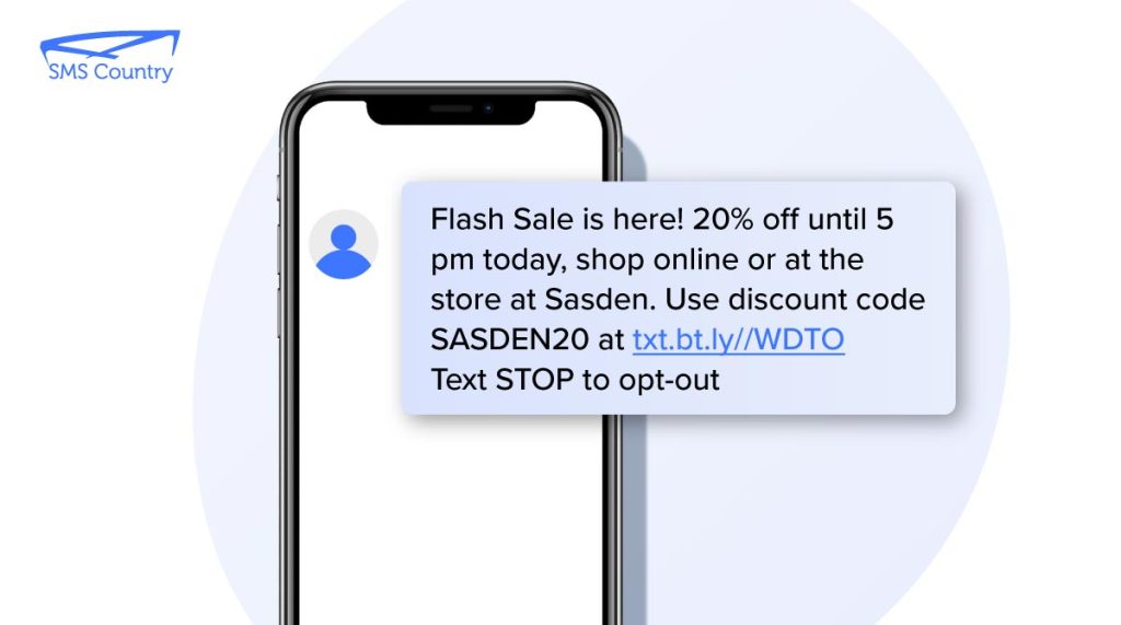 SMS Country's text message coupon example