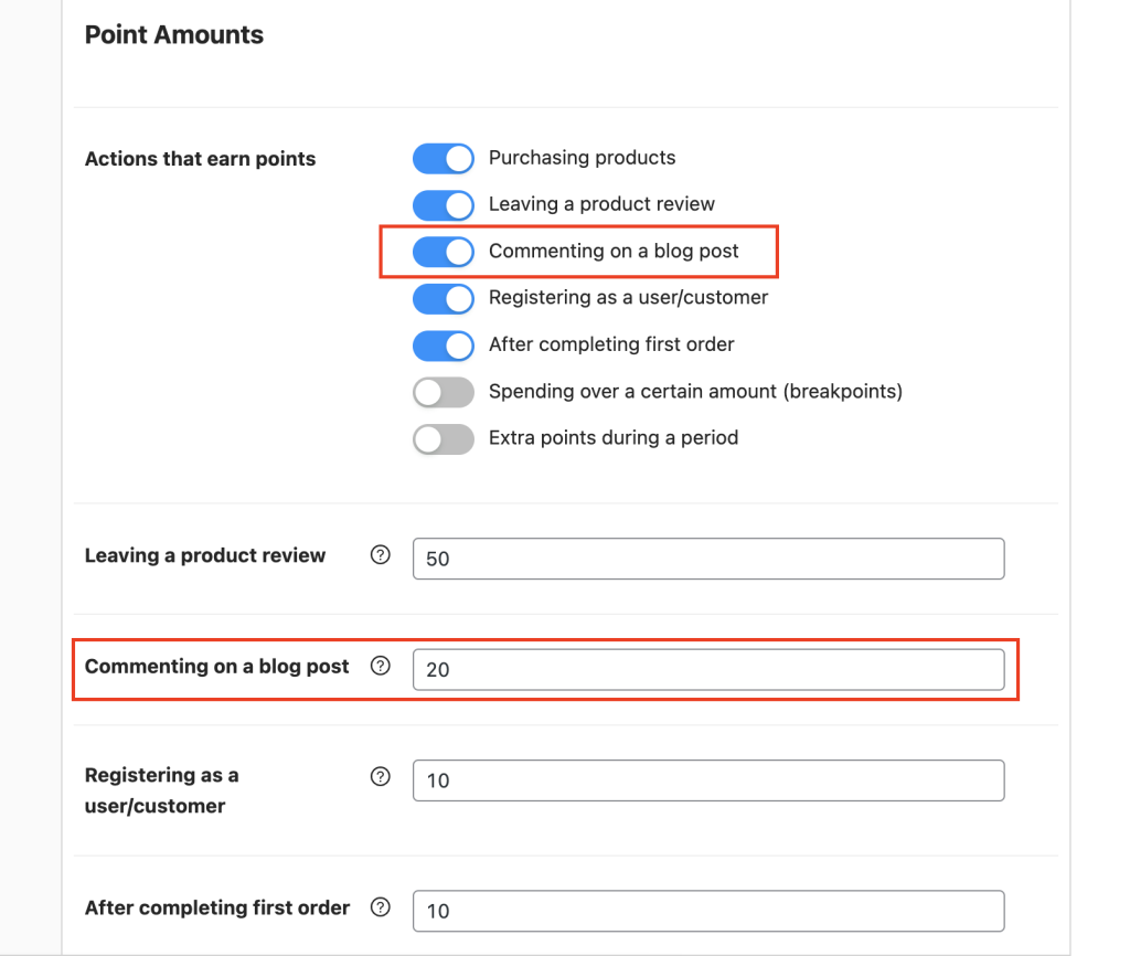 Set blog post earning point