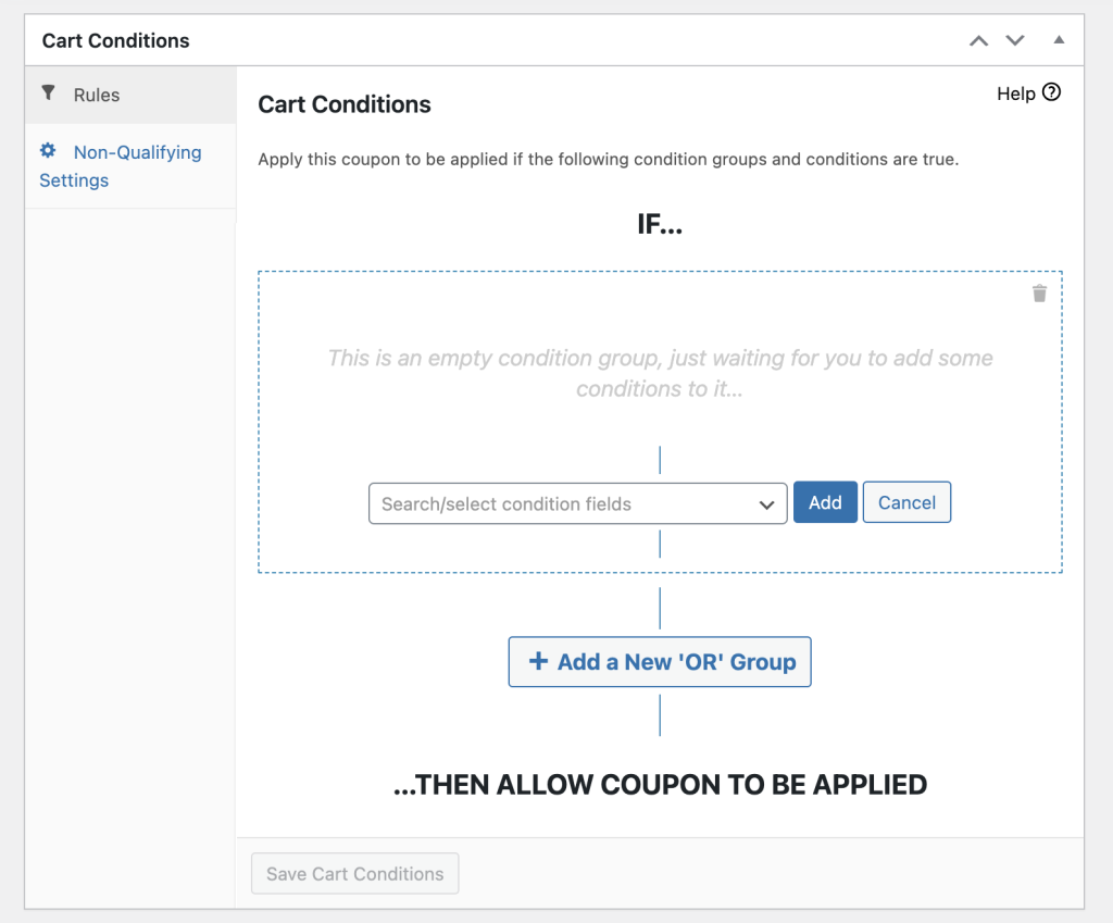 Advanced Coupons' cart conditions feature