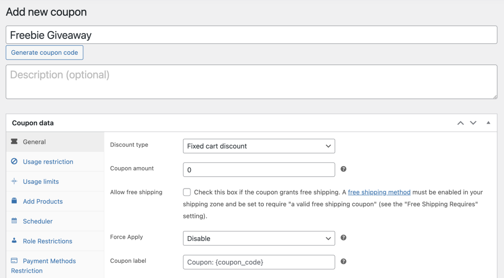 Add new coupon feature in WooCommerce 