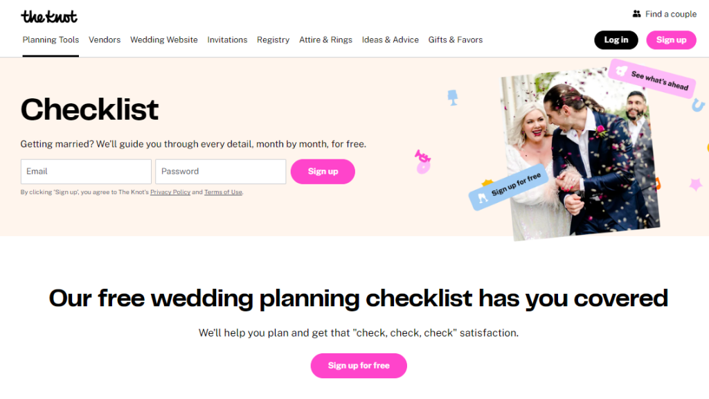 The Knot's free wedding planning checklist