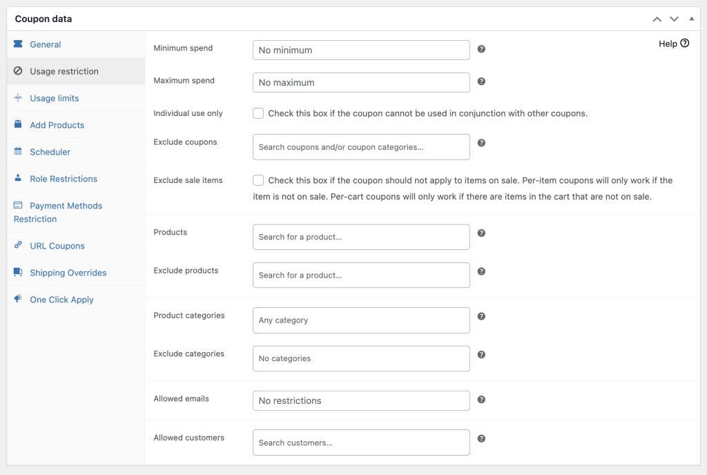 Usage Restrictions with Advanced Coupons features