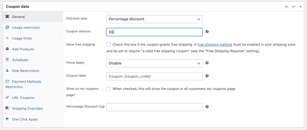 Set up coupon data 