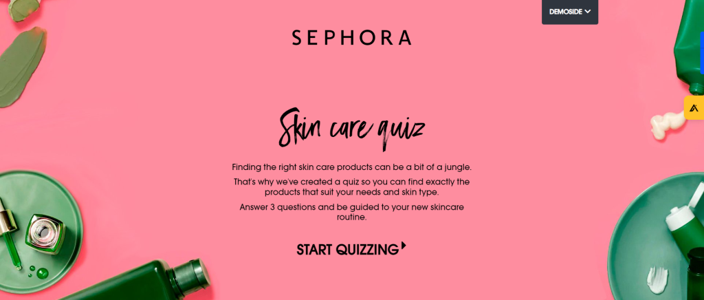 Sephora's interactive skin care quiz 