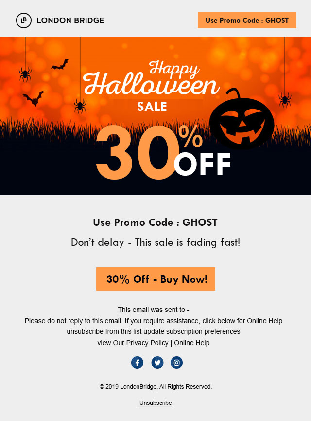 An example of a Halloween sale 