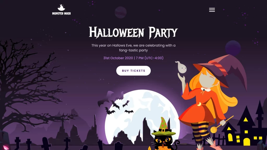 An example of a Halloween-themed website