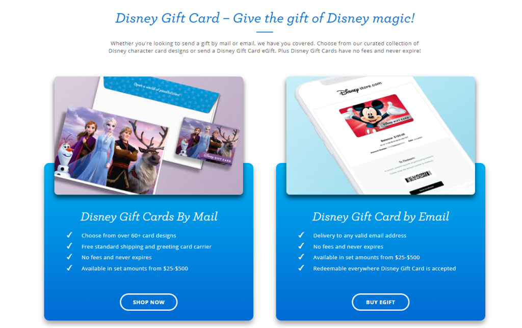 Disney gift cards