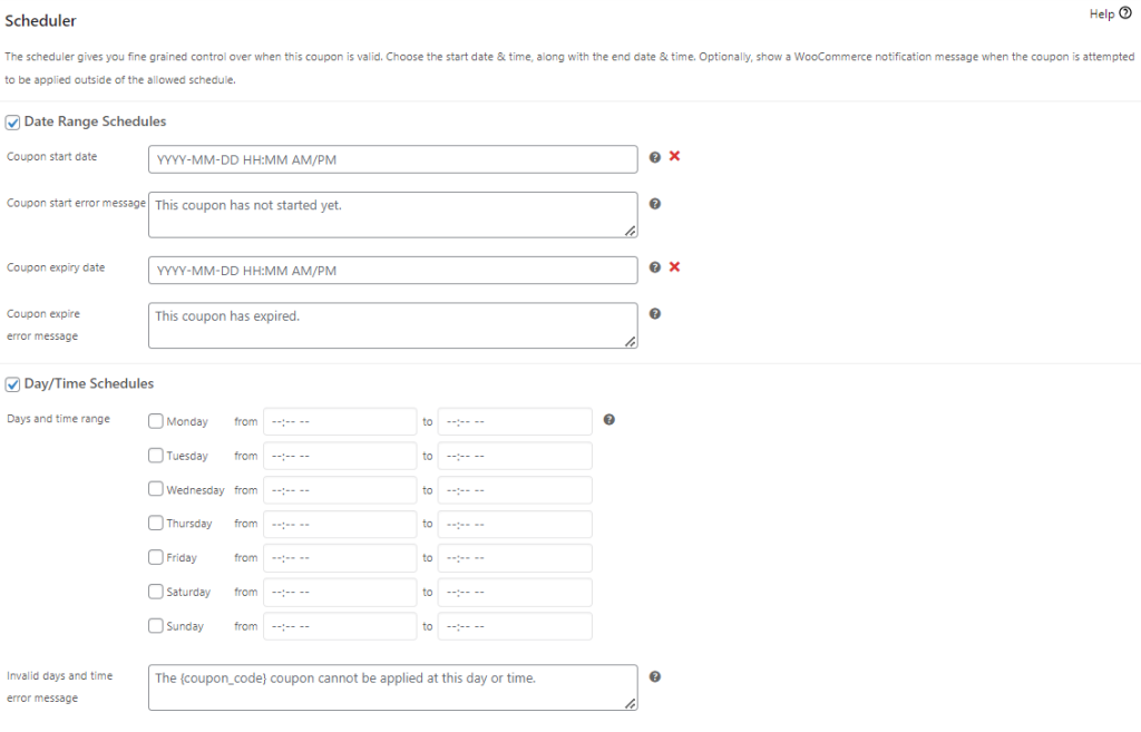 Advanced Coupons Scheduler tab