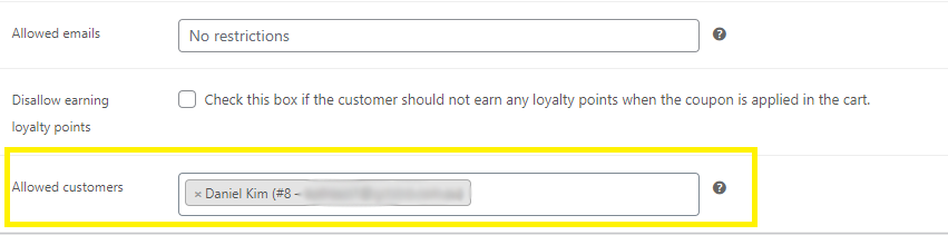 Allowed customers WooCommerce coupon restriction setting