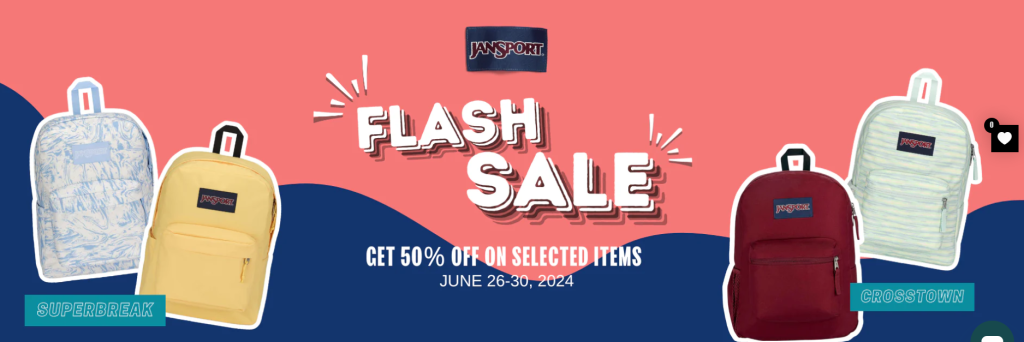 Jansport Flash Sale, offering up to 50% off on bags