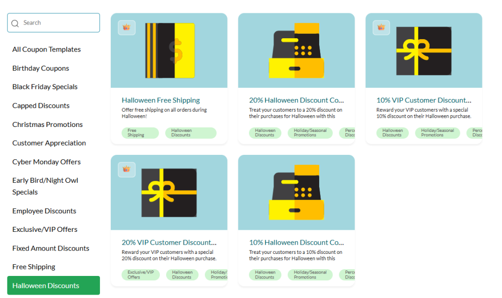 Advanced Coupons' Halloween coupon templates 