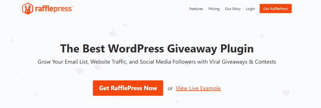 RafflePress promotional banner showcasing features for creating giveaways and contests 