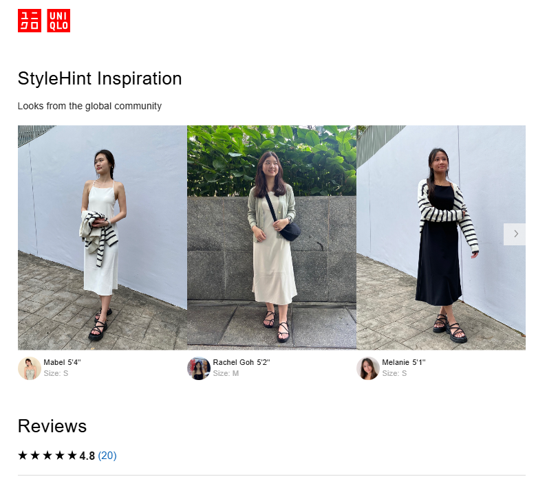 A collection of user-generated photos showing customers wearing products with accompanying reviews.